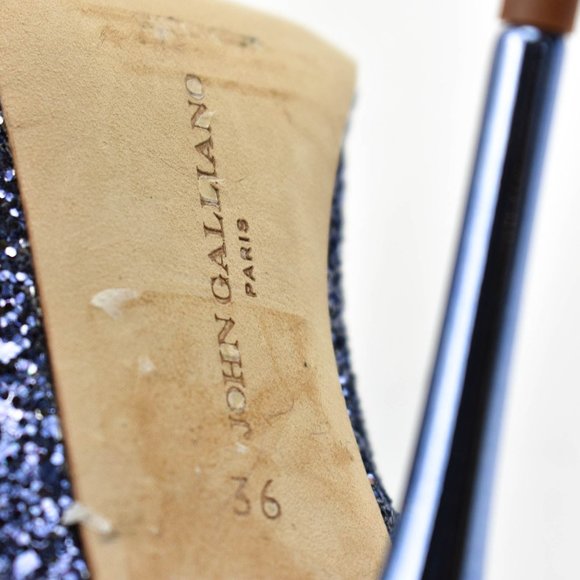 John Galliano Blue Metallic Glitter Heels/pumps Sz: 36 EU - 6 US - Picture 11 of 11